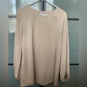 Veiled Collection balloon sleeve blouse, size M, light beige color
